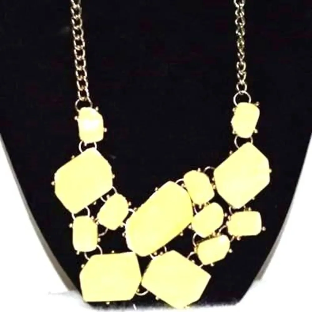 Mellow Yellow Funky Boho Statement Cabochon Beads Gold Tone Grunge18
